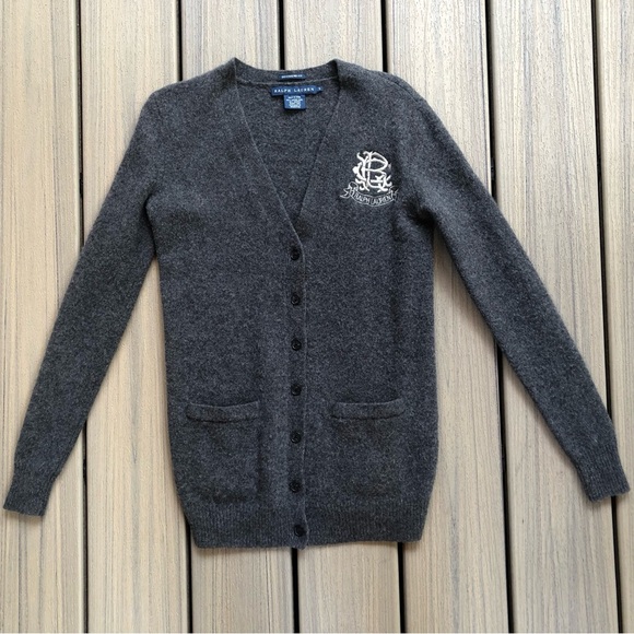 Ralph Lauren Sweaters - Ralph Lauren Boyfriend Fit Dark Gray Merino Wool Cardigan Size S